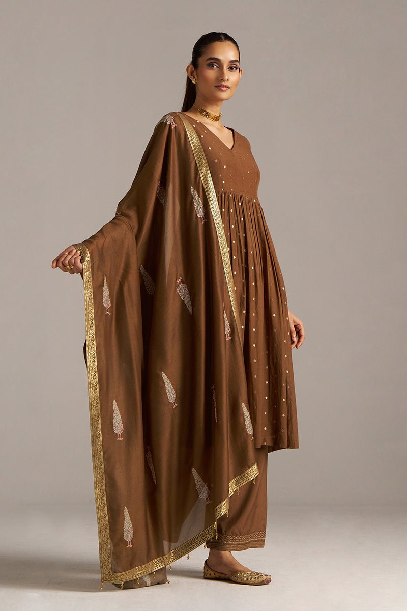 Toffee Zari Woven Festive Kurta Set