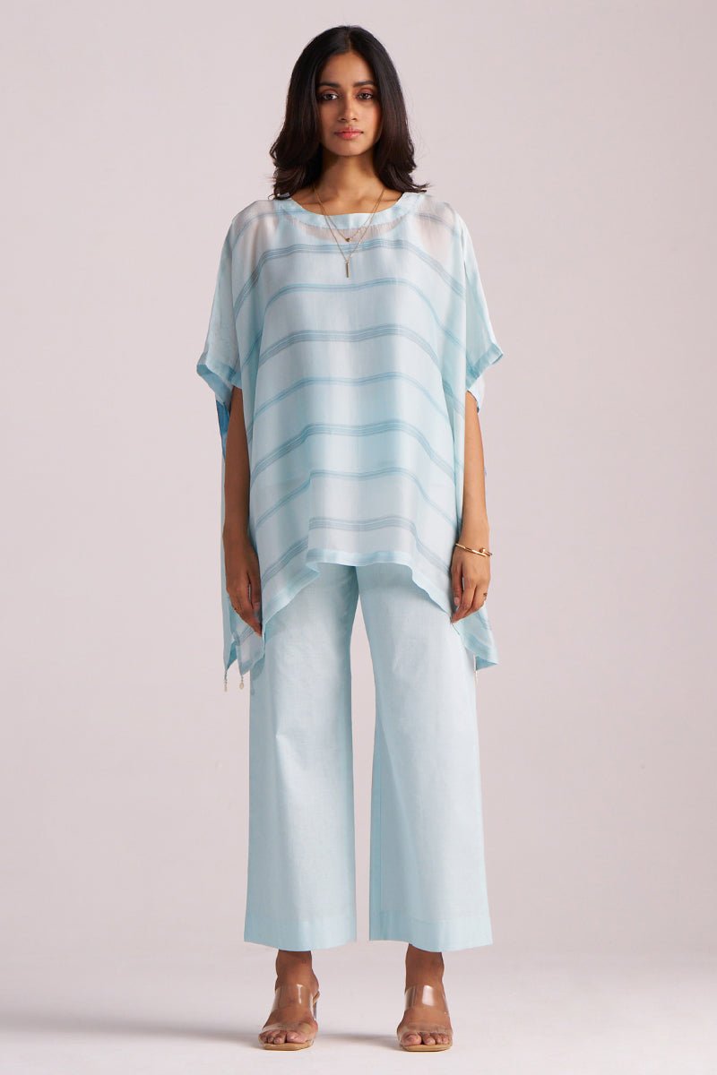 Misty Blue Silk Kaftaan Co-ord Set