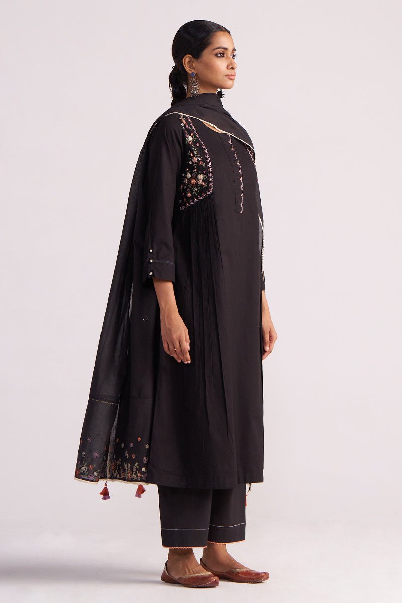 Black Embroidered Kurta Set