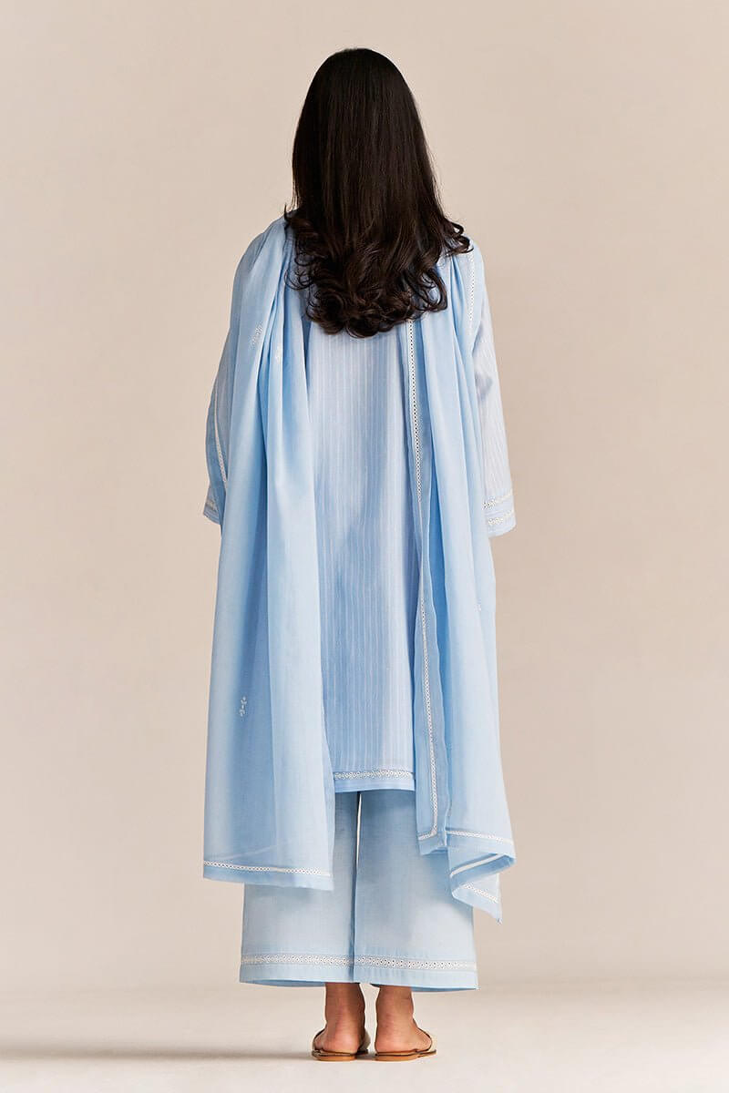 Baby Blue Cotton Kurta Set