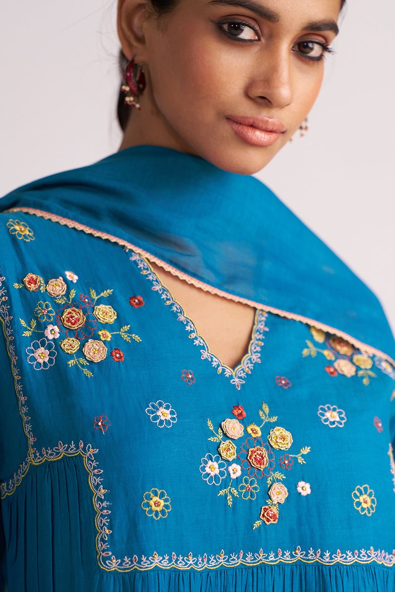 Celestial Blue Embroidered Kurta Set