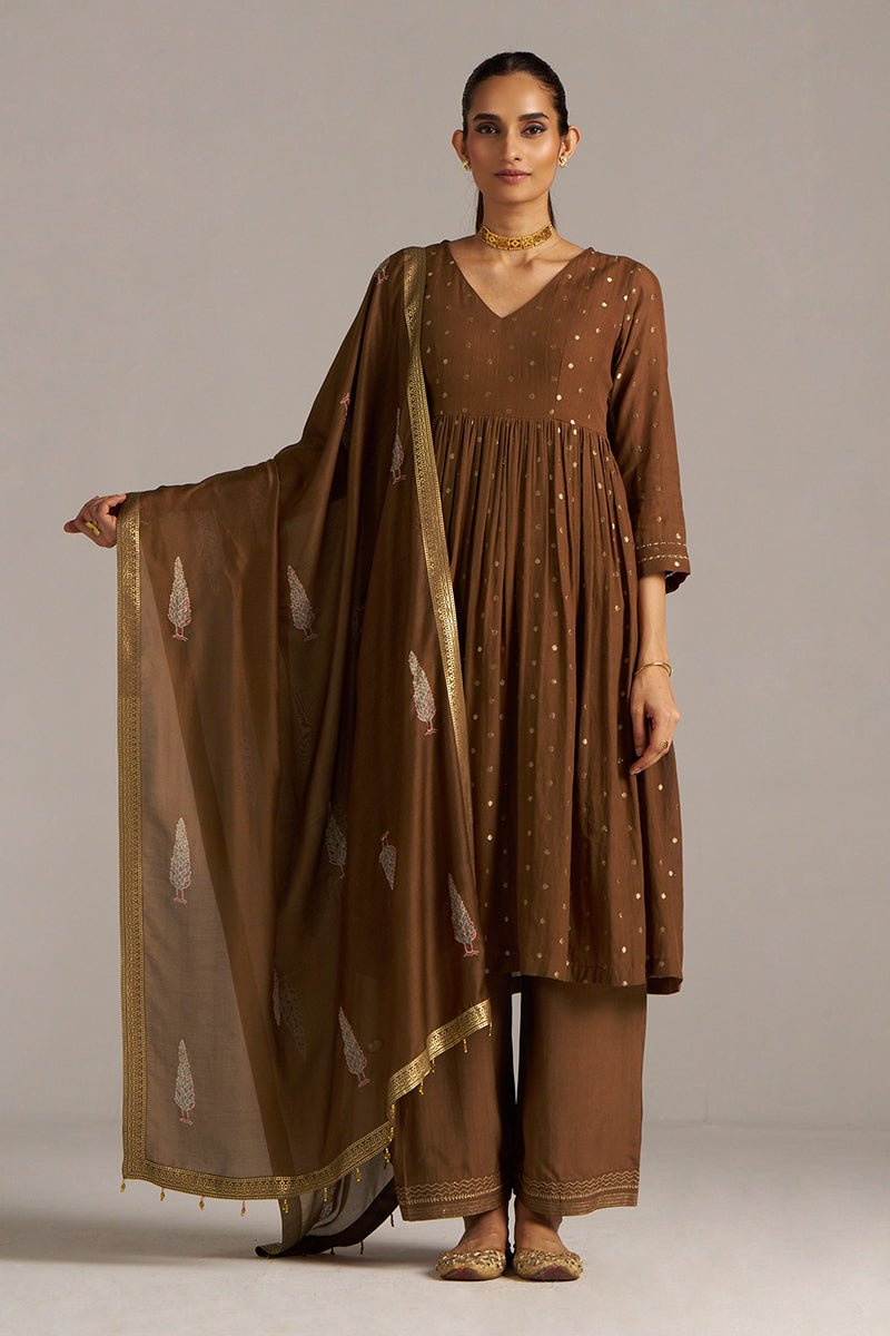 Toffee Zari Woven Festive Kurta Set