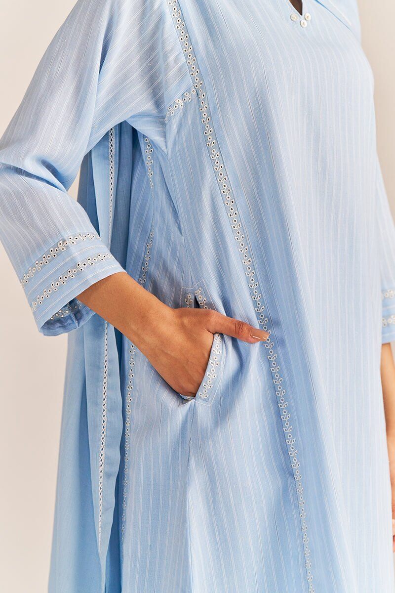 Baby Blue Cotton Kurta Set