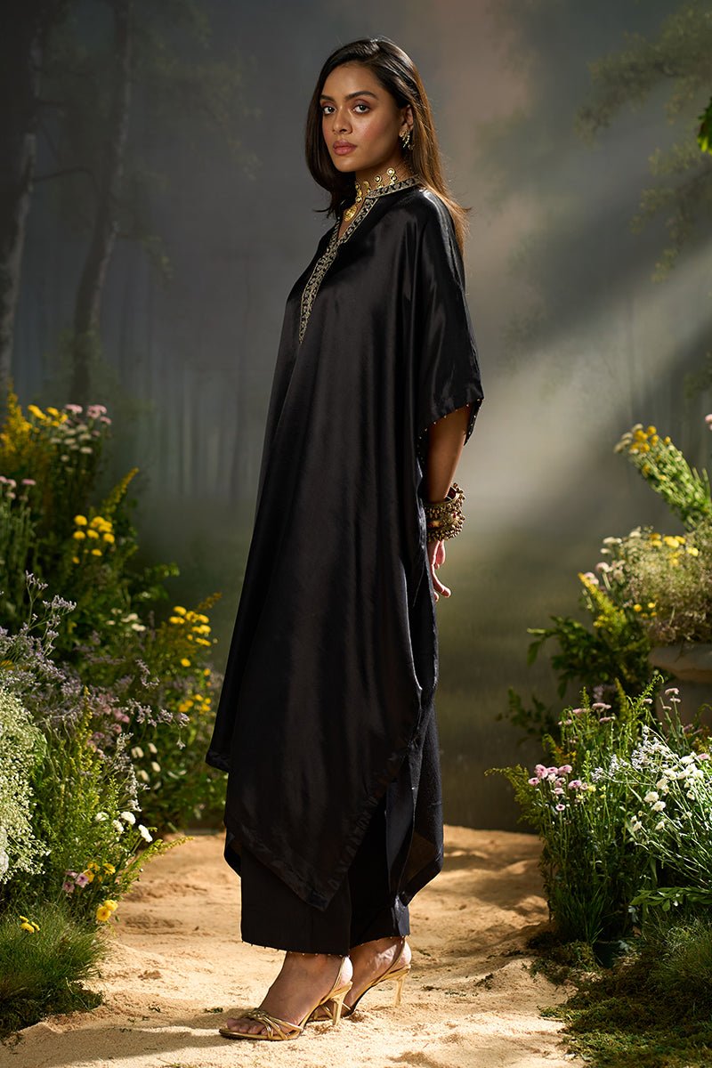 Black Silk Kaftaan Co-ord Set