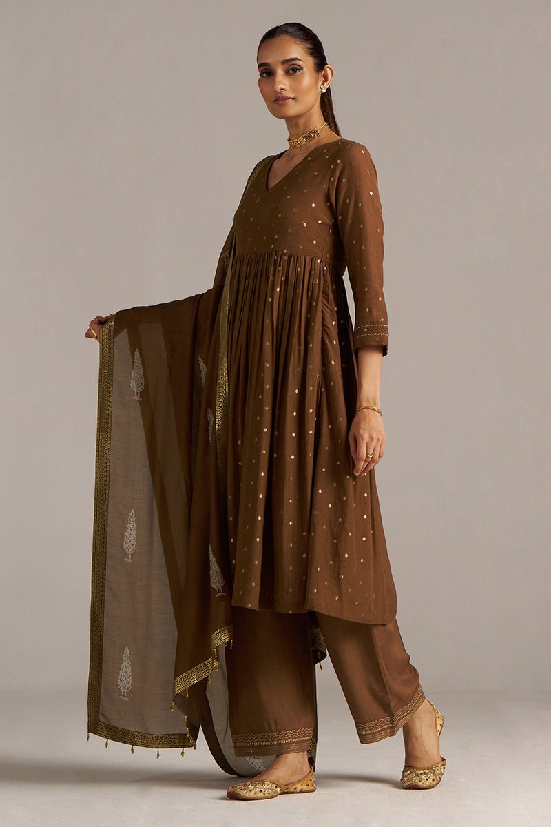 Toffee Zari Woven Festive Kurta Set