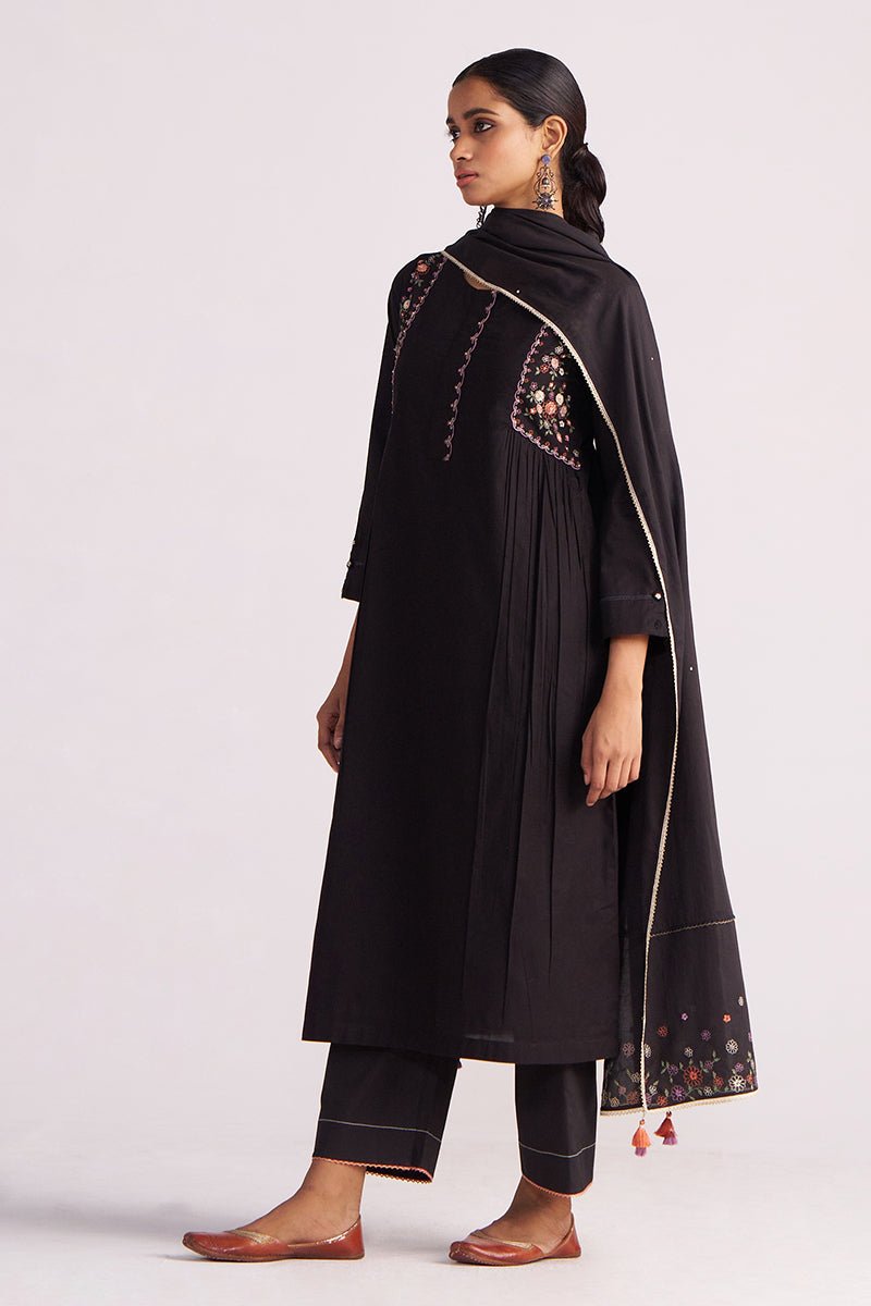 Black Embroidered Kurta Set