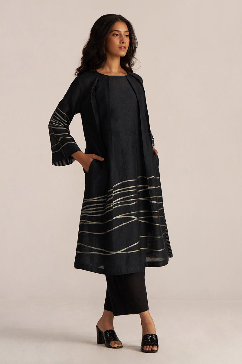 Black Woven Linen Co-ord Set