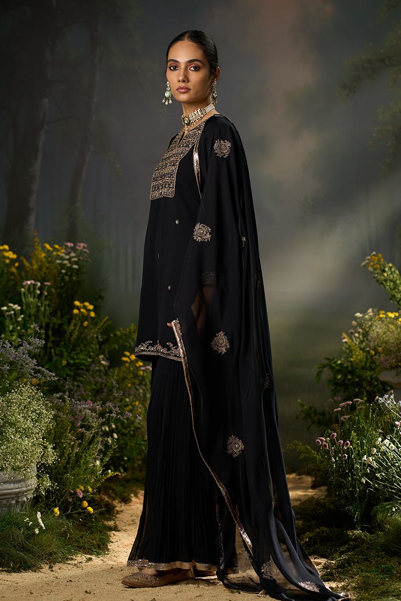 Kohl Black Festive Sharara Kurta Set