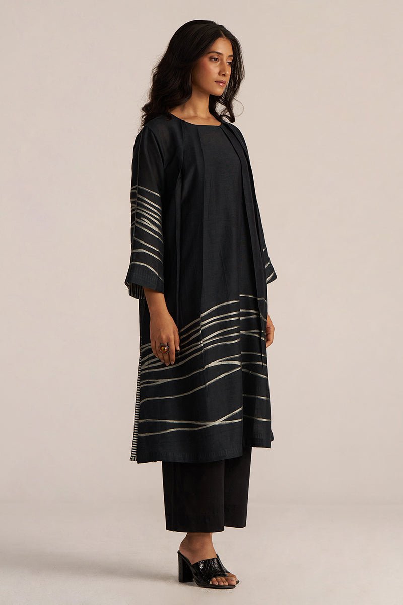 Black Woven Linen Co-ord Set