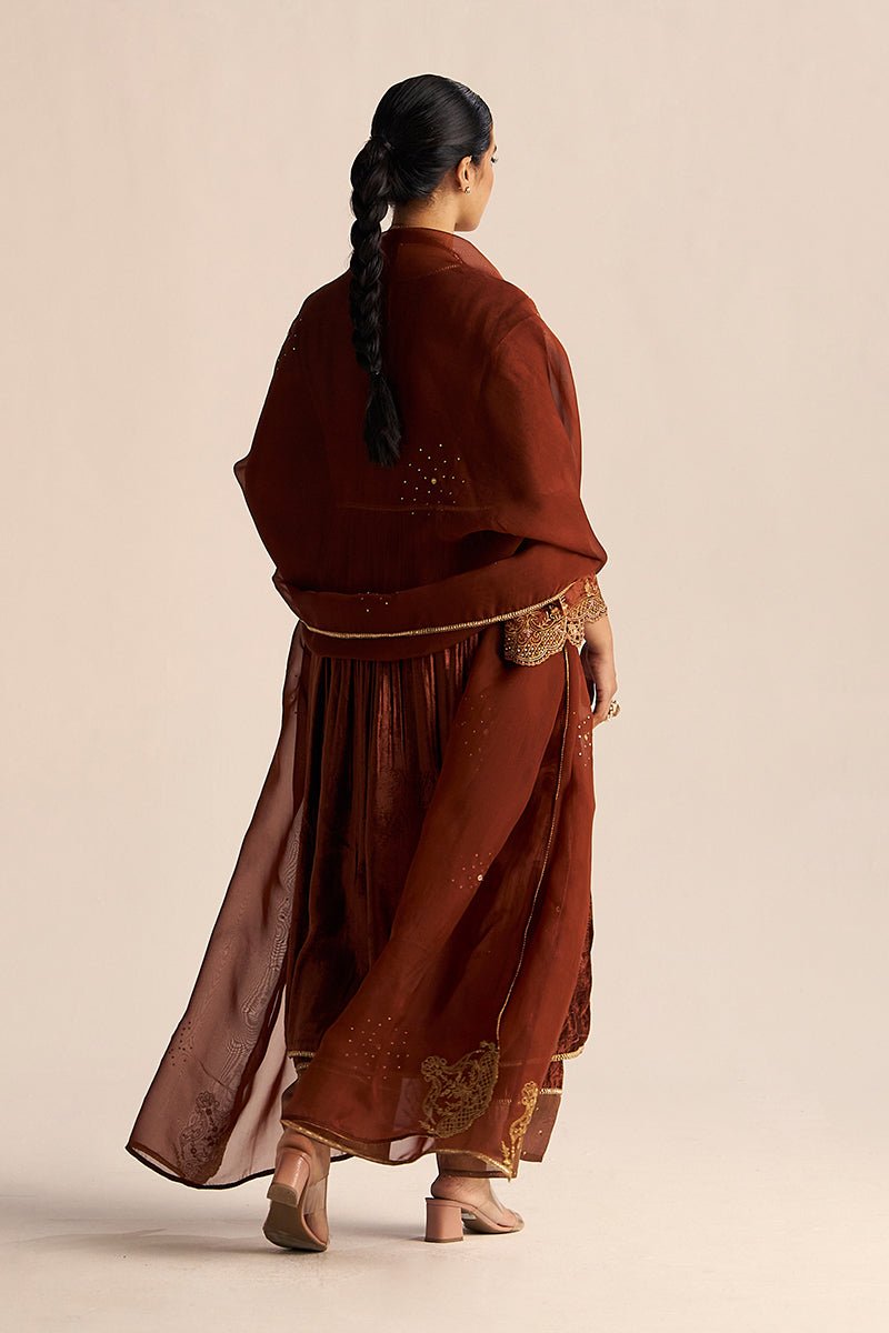 Sequoia Brown Velvet Festive Kurta Set