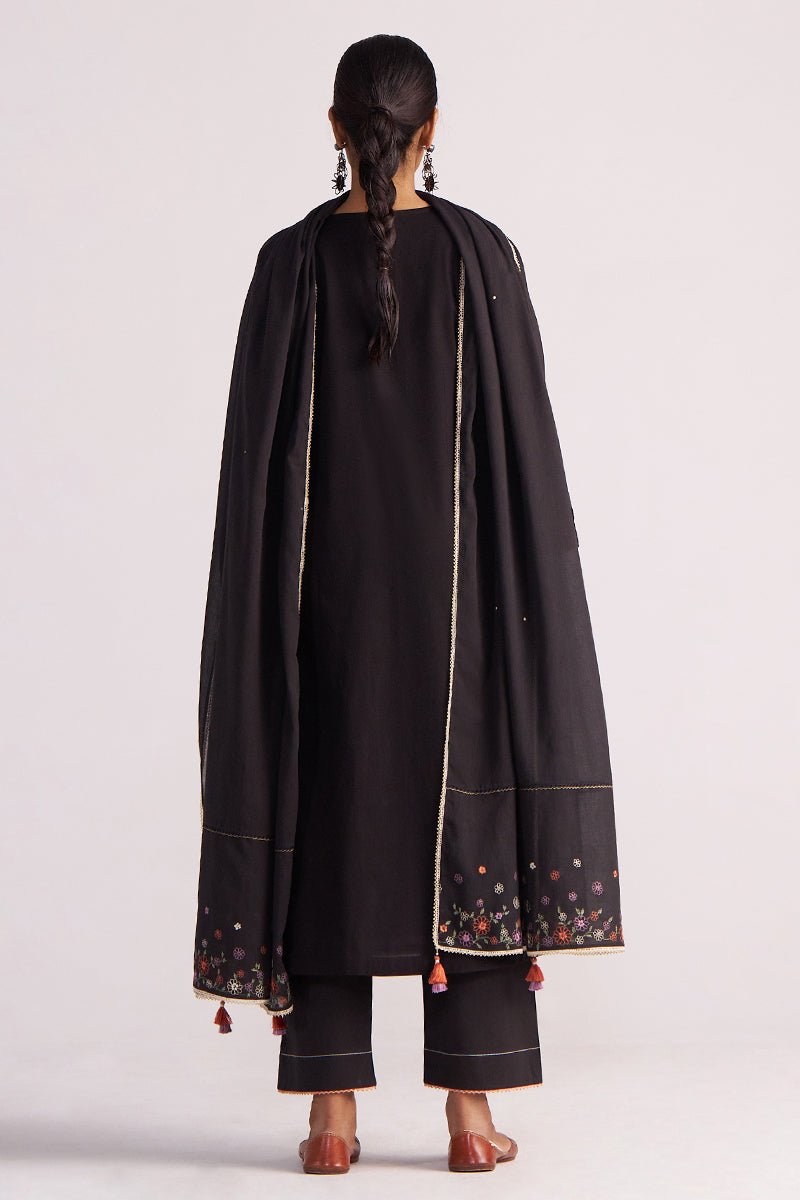 Black Embroidered Kurta Set