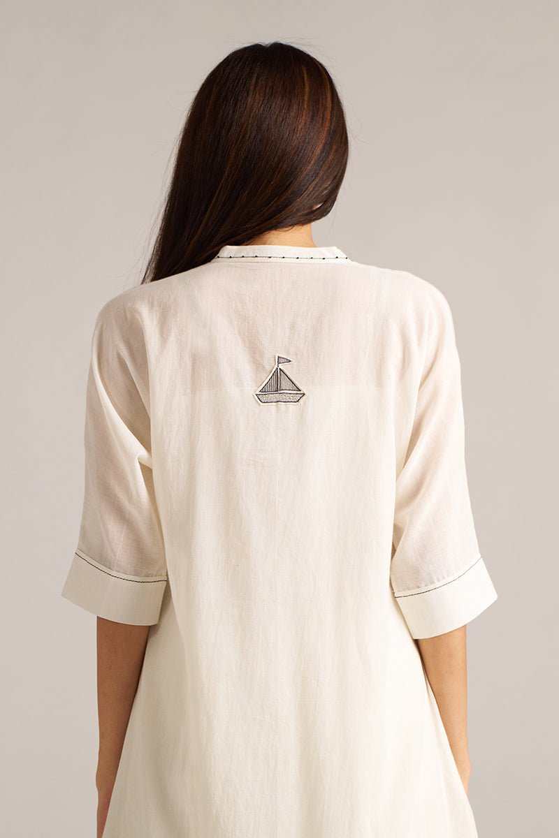 Cream and Black Woven Cotton Co-ord Set