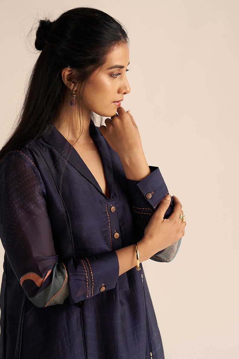 Outer Space Blue Silk Co-ord Set