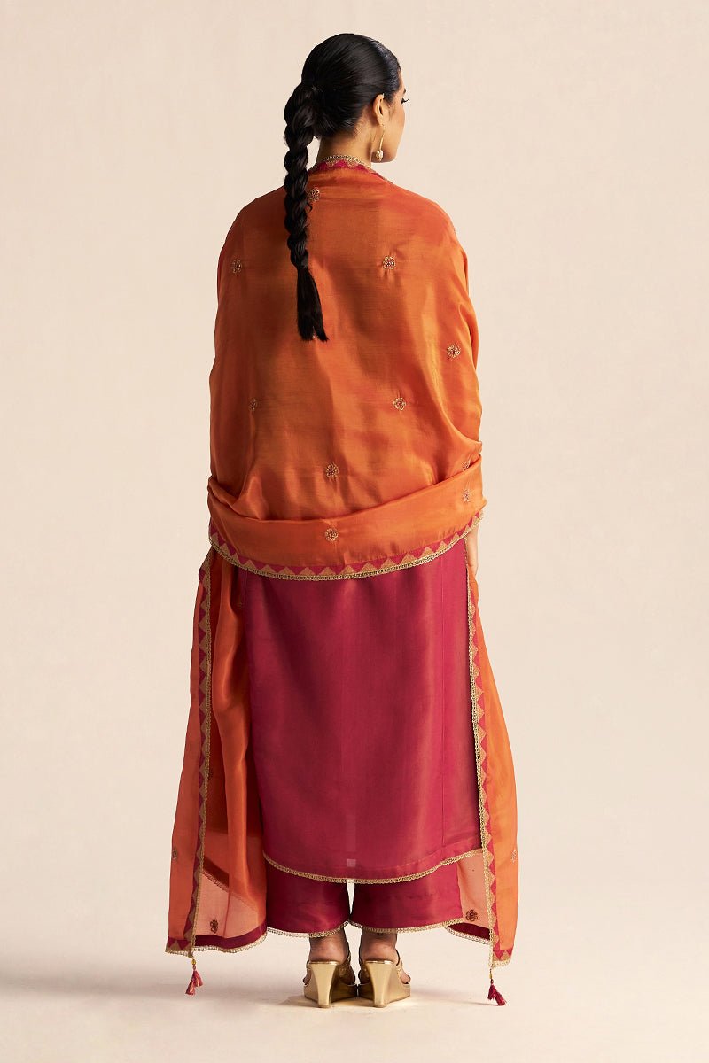 Cherries Jubilee Kurta With Burnt Sienna Dupatta Festive Kurta Set