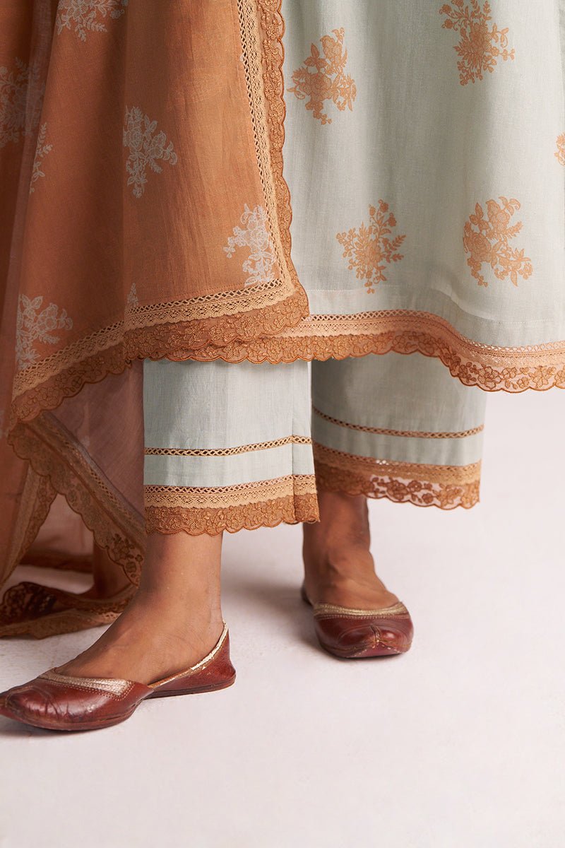 Grey-Rust Mul Kurta Set