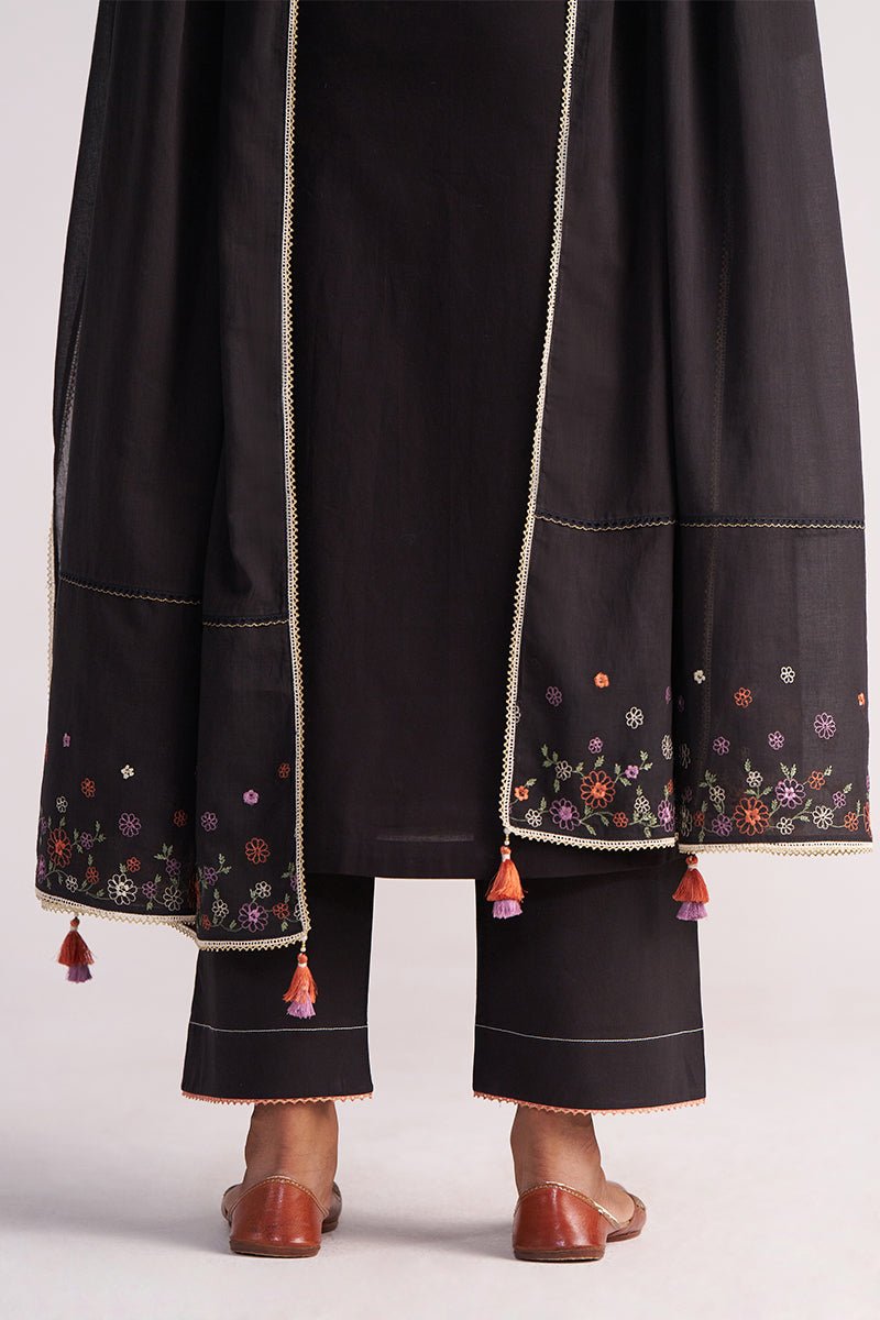 Black Embroidered Kurta Set