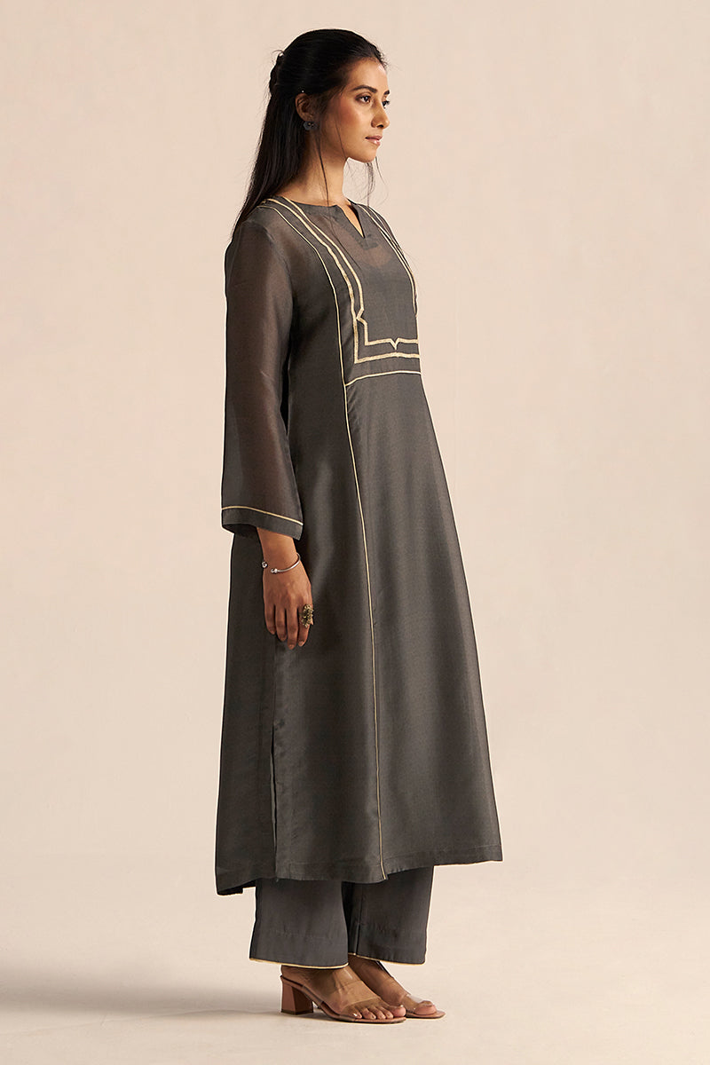 Forged Iron Grey Silk Co-ord Set