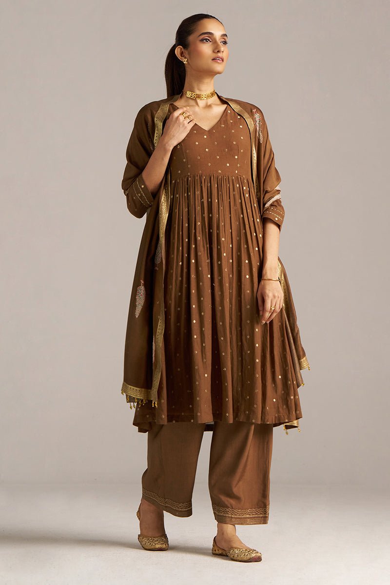 Toffee Zari Woven Festive Kurta Set
