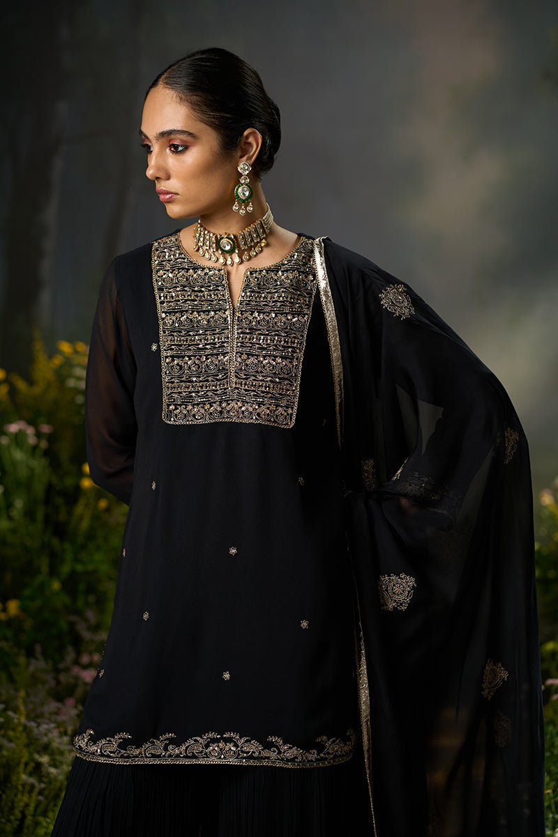 Kohl Black Festive Sharara Kurta Set