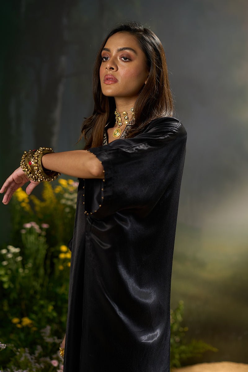 Black Silk Kaftaan Co-ord Set