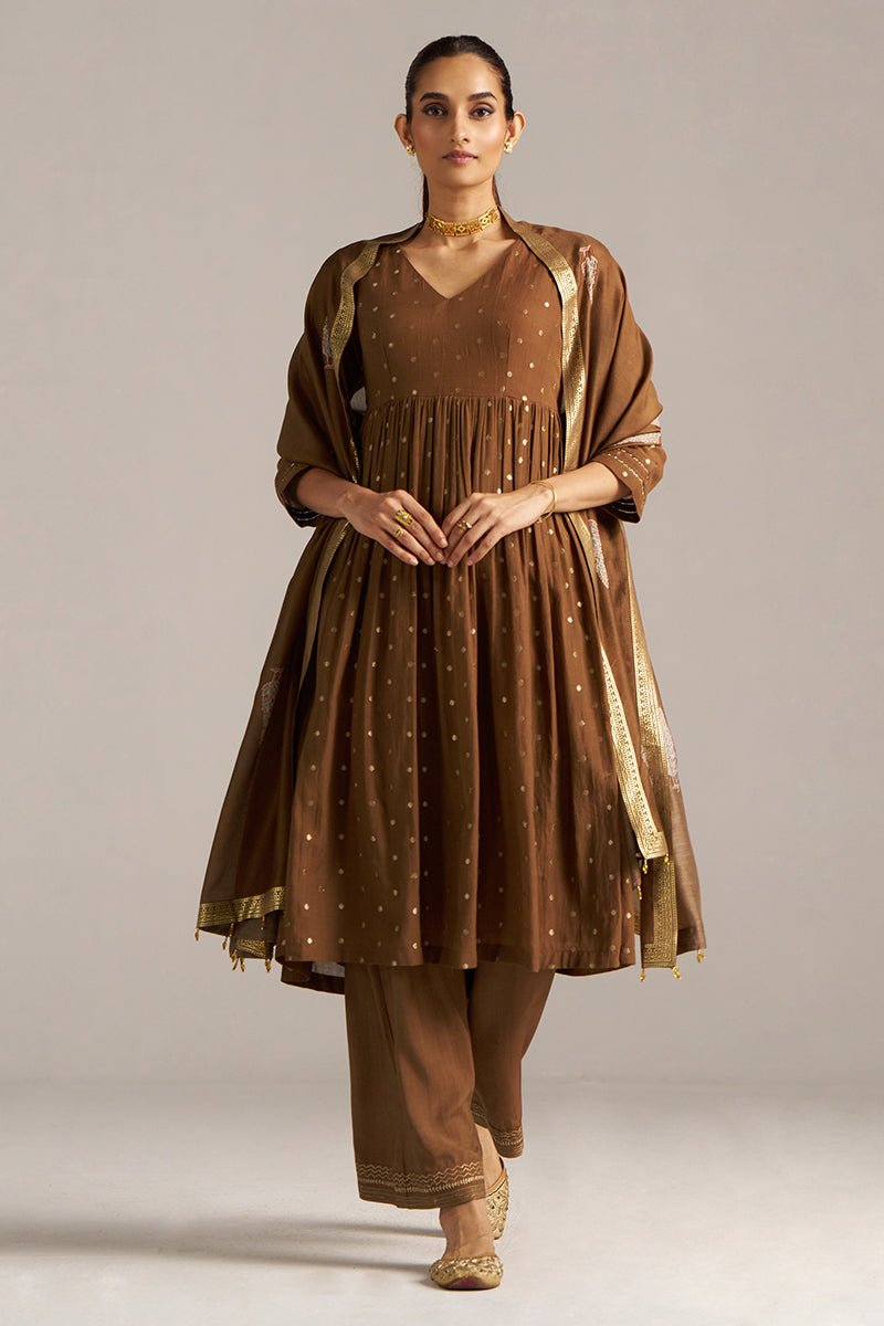 Toffee Zari Woven Festive Kurta Set