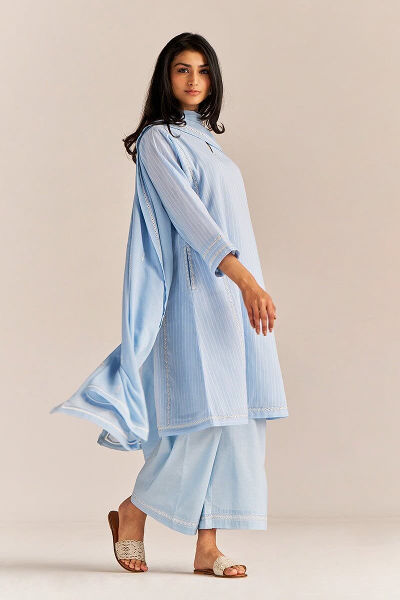 Baby Blue Cotton Kurta Set