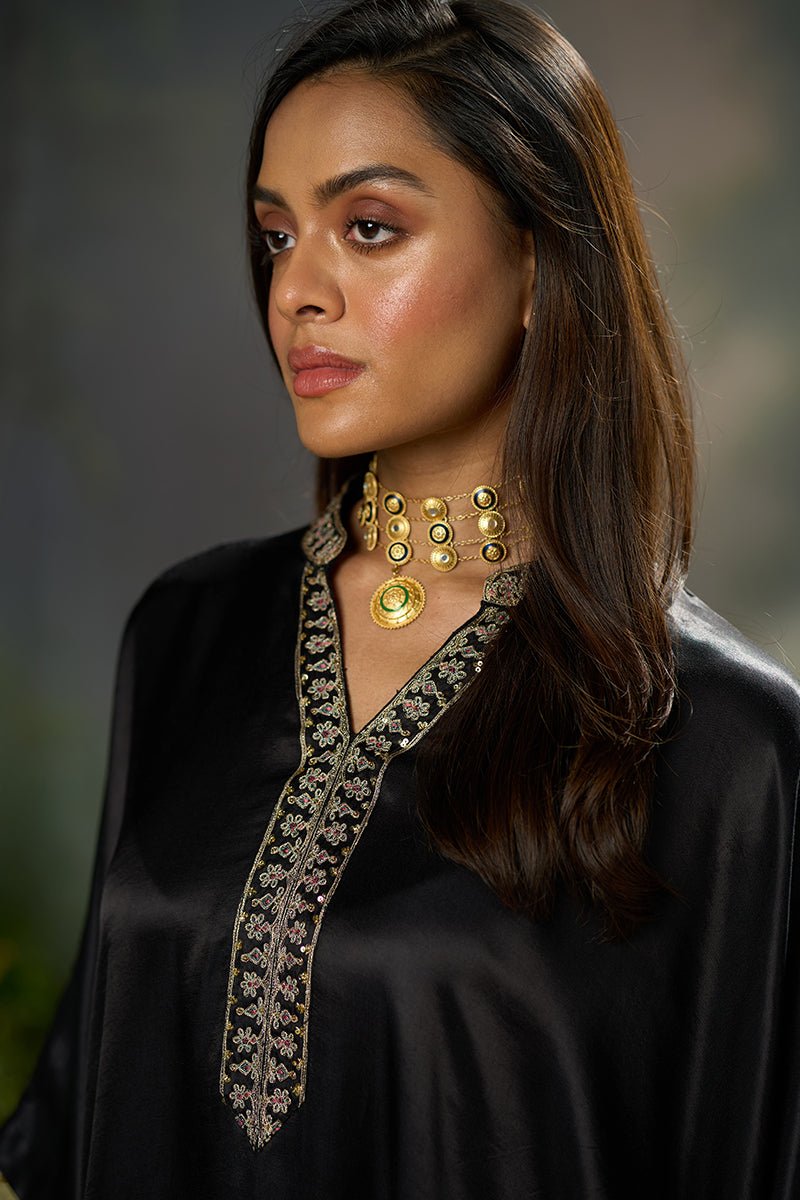 Black Silk Kaftaan Co-ord Set