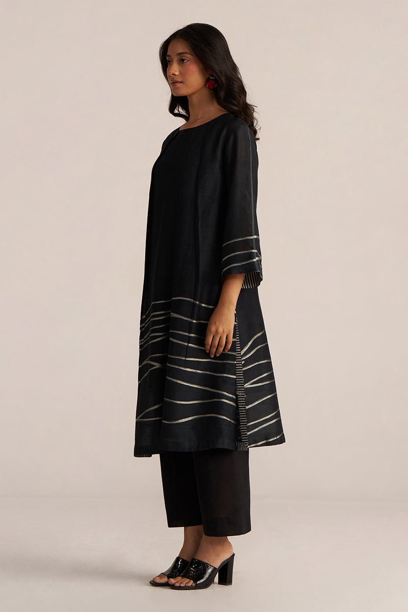 Black Woven Linen Co-ord Set