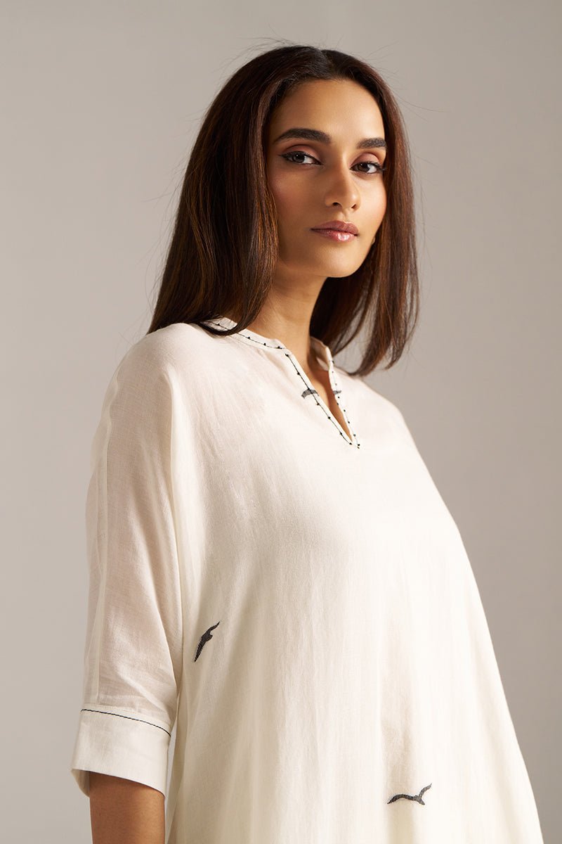 Cream and Black Woven Cotton Co-ord Set