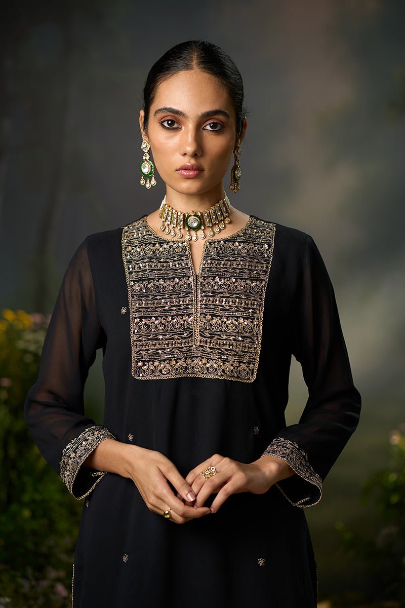 Kohl Black Festive Sharara Kurta Set