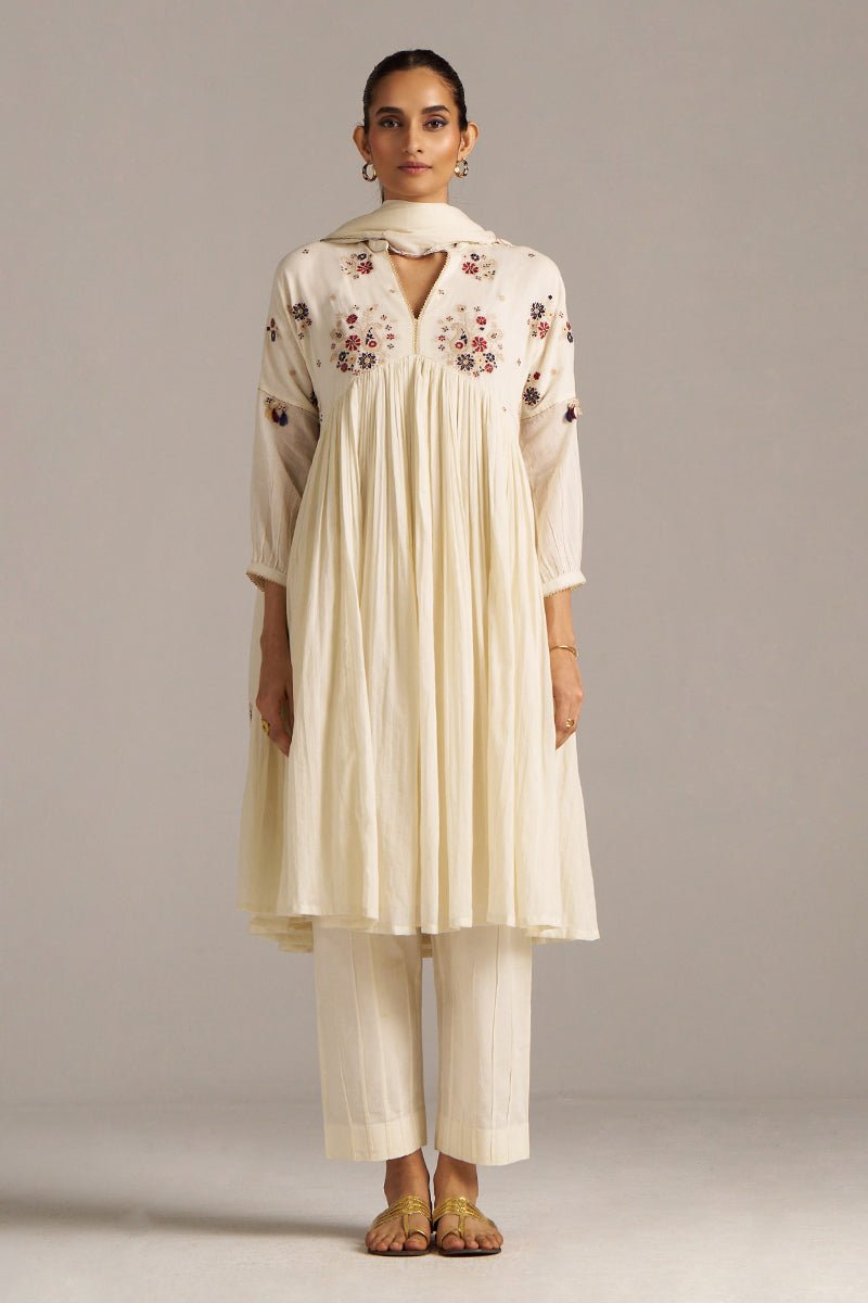 Ivory Mul-Cotton Festive Kurta Set