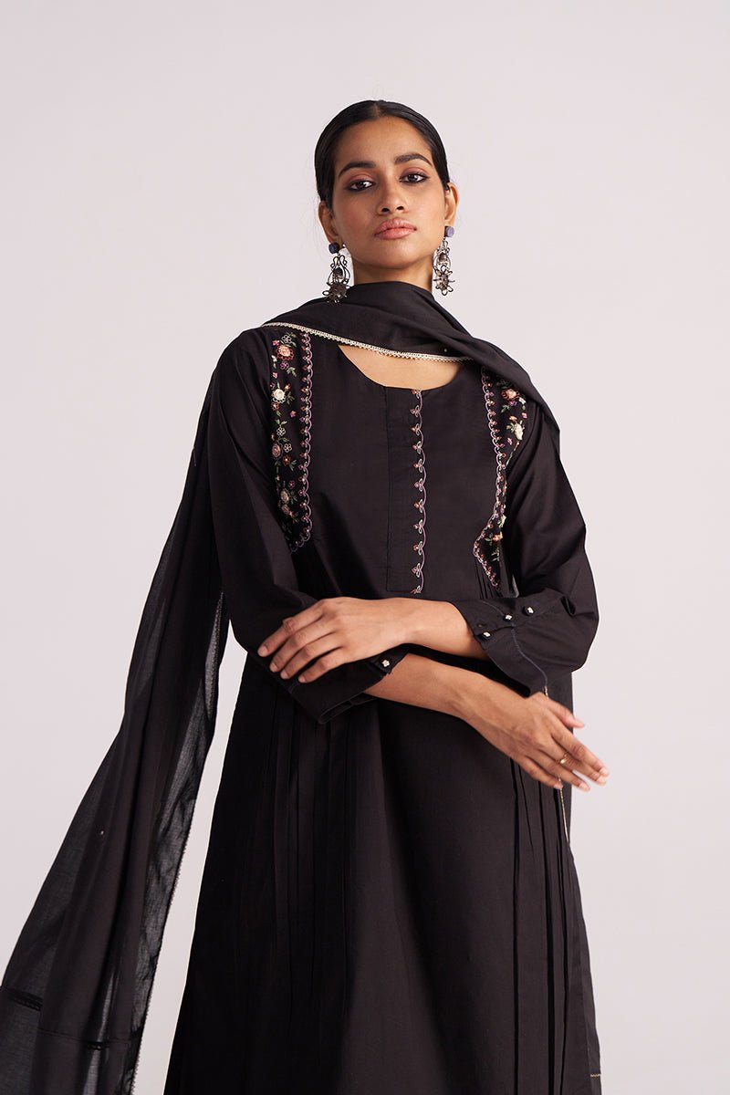 Black Embroidered Kurta Set