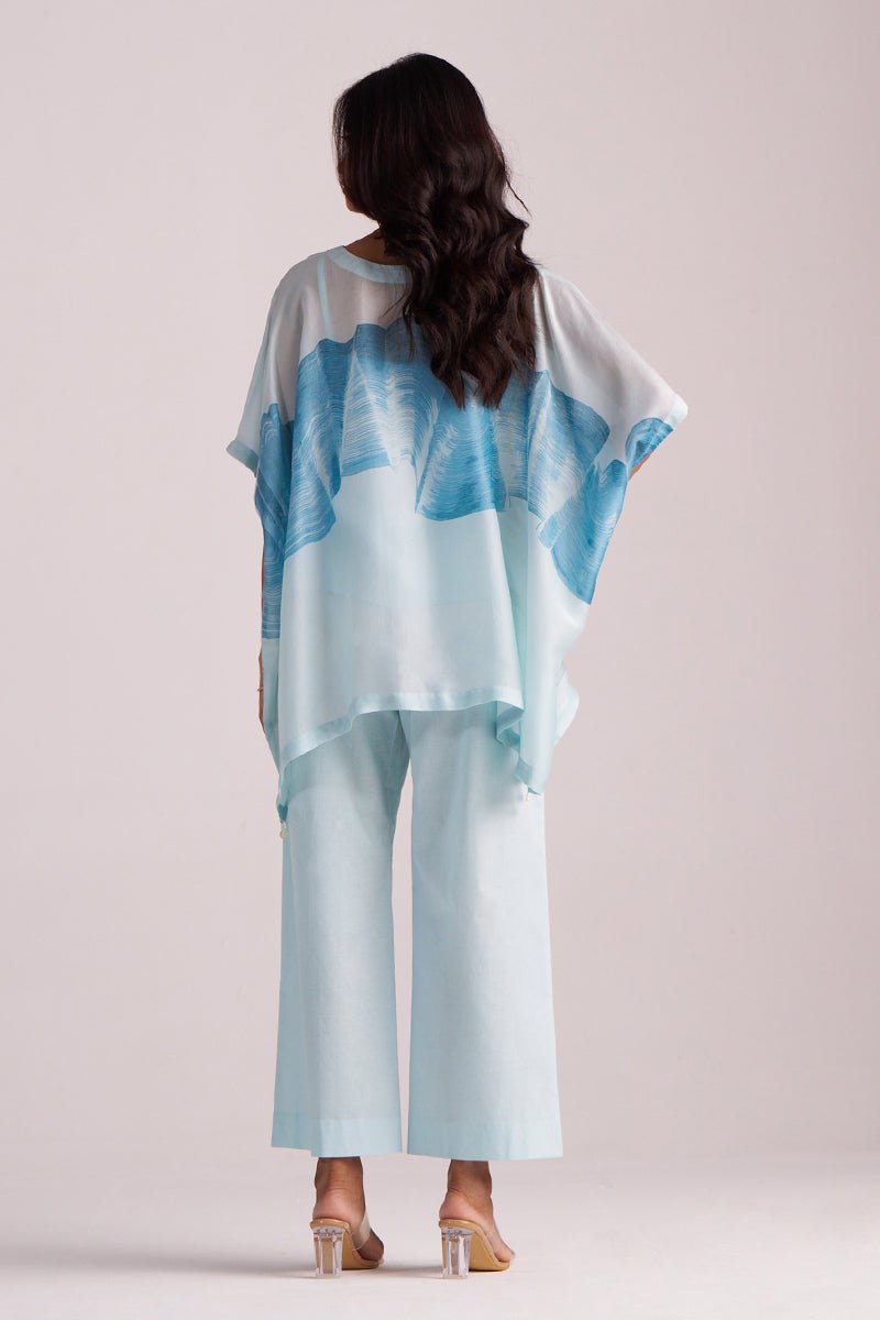 Misty Blue Silk Kaftaan Co-ord Set