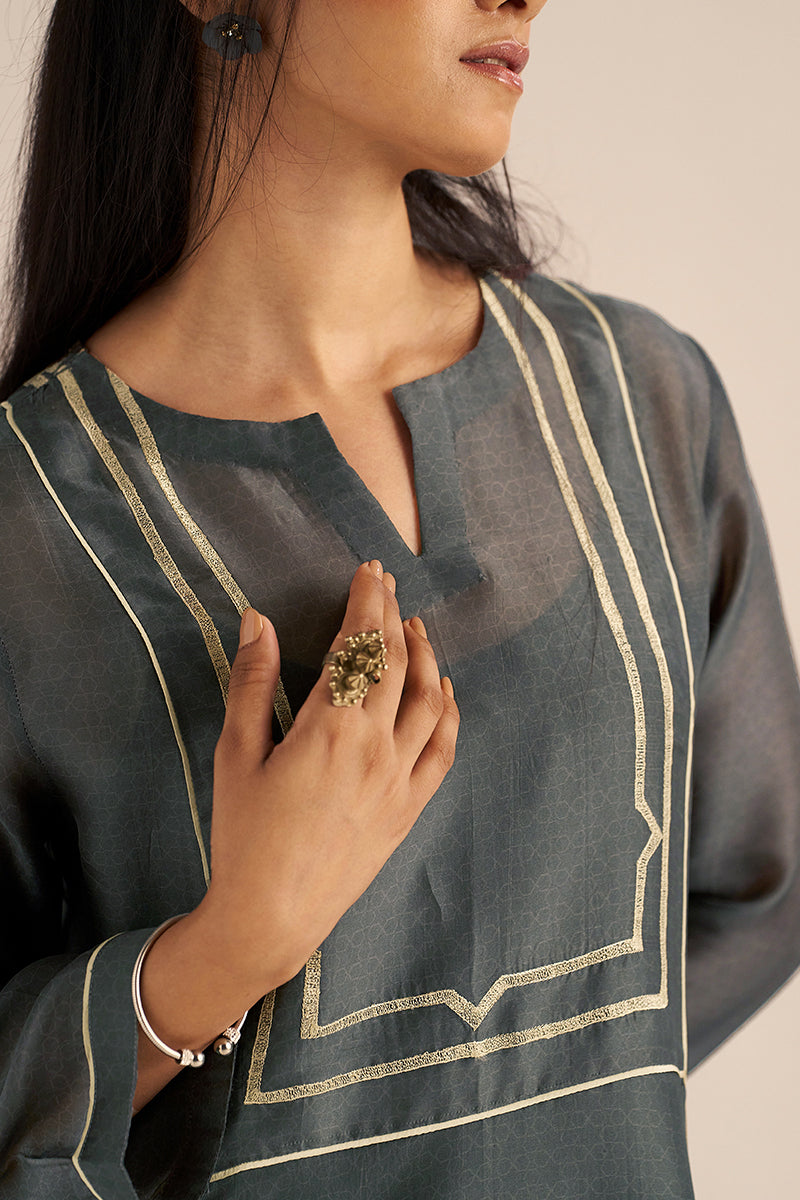 Forged Iron Grey Silk Co-ord Set