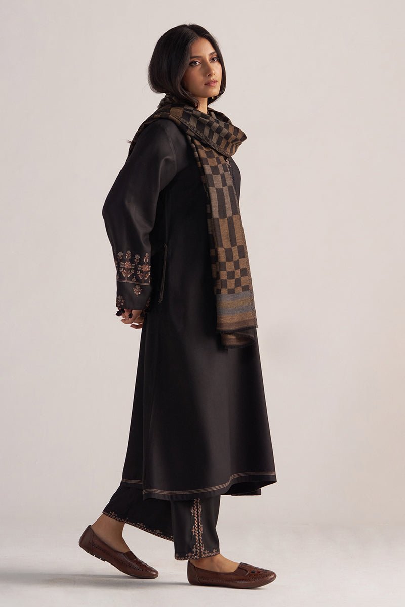 Black Pashmina Kurta Set