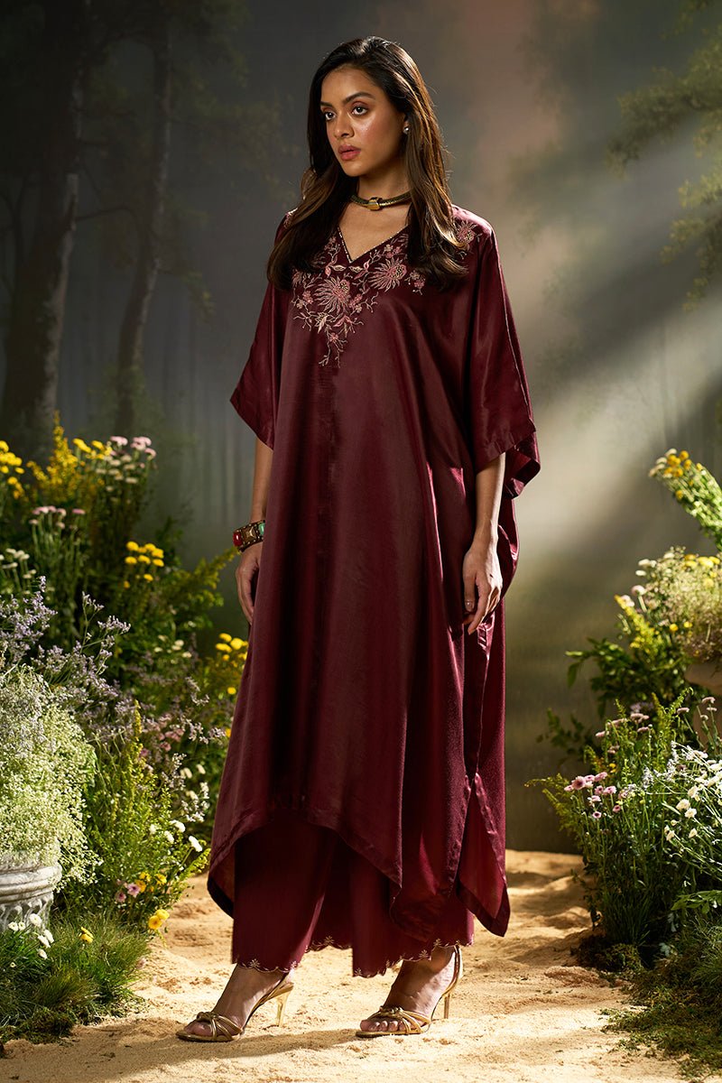 Tawny Port Silk Kaftaan Co-ord Set