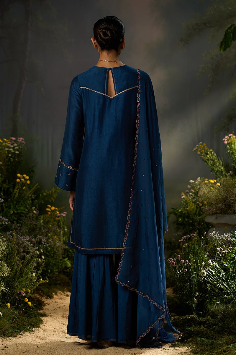 Moonlit Ocean Raw Silk Festive Kurta Set