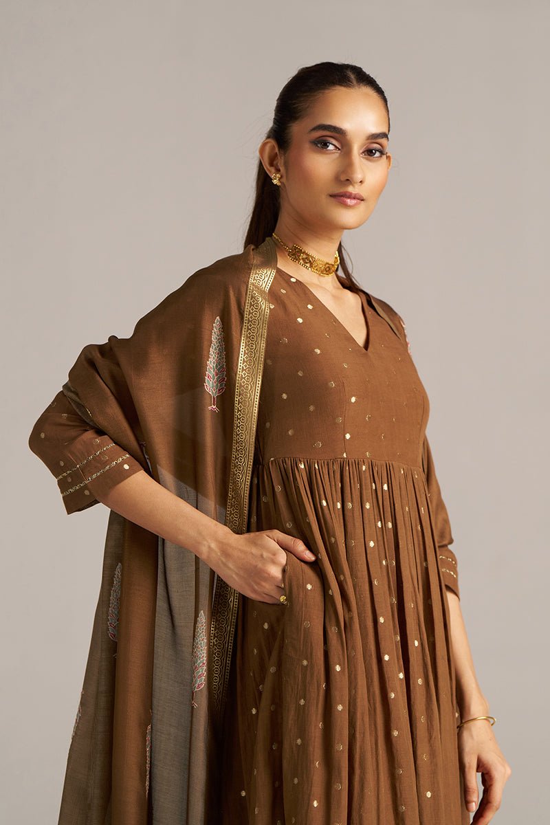 Toffee Zari Woven Festive Kurta Set