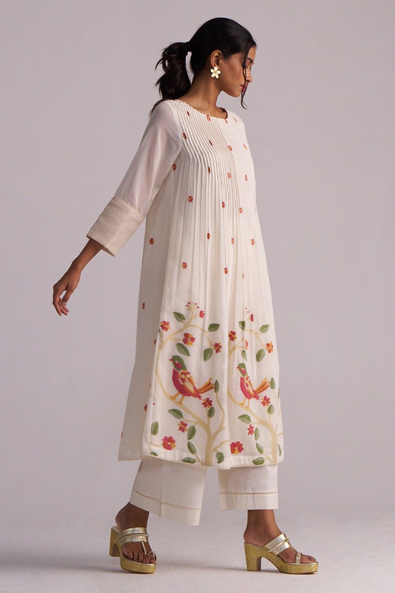 Ivory Jamdani Woven Pure Cotton Co-ord Set