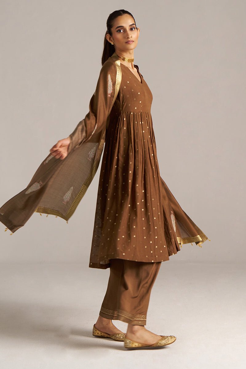 Toffee Zari Woven Festive Kurta Set