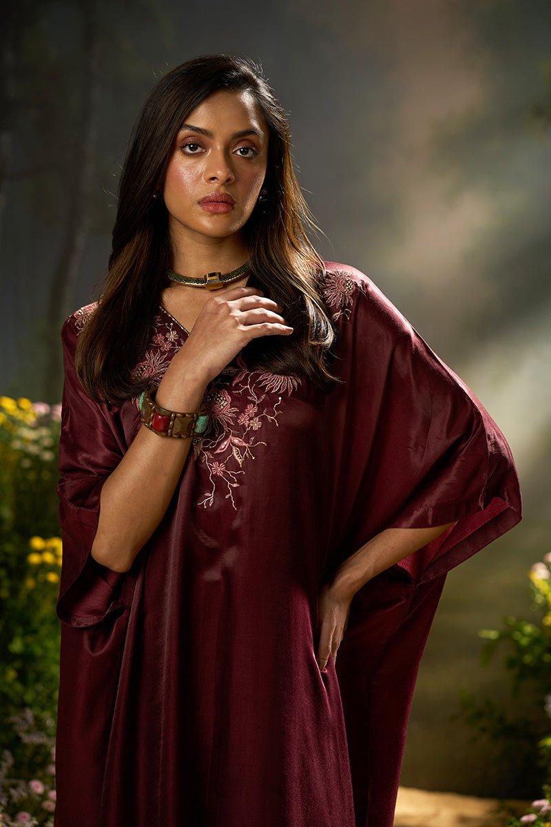 Tawny Port Silk Kaftaan Co-ord Set