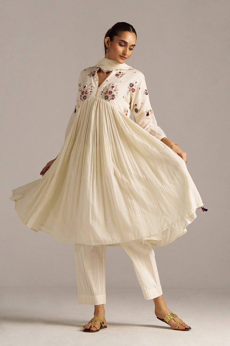 Ivory Mul-Cotton Festive Kurta Set