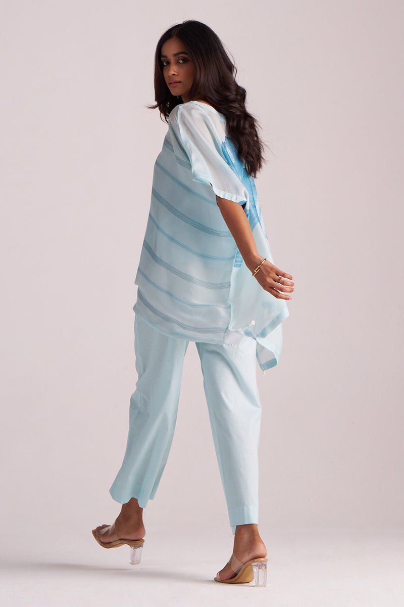 Misty Blue Silk Kaftaan Co-ord Set