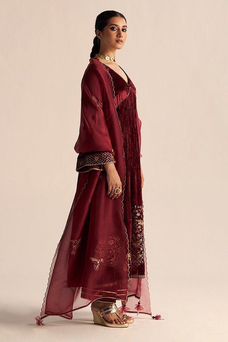 Sun-Dried Tomato Velvet Festive Kurta Set