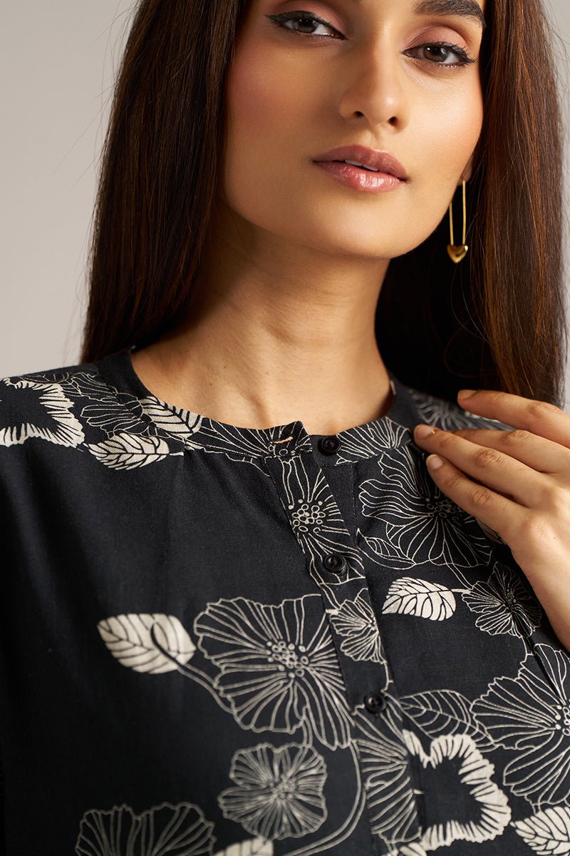 Black and White Linen Print Co-ord Set