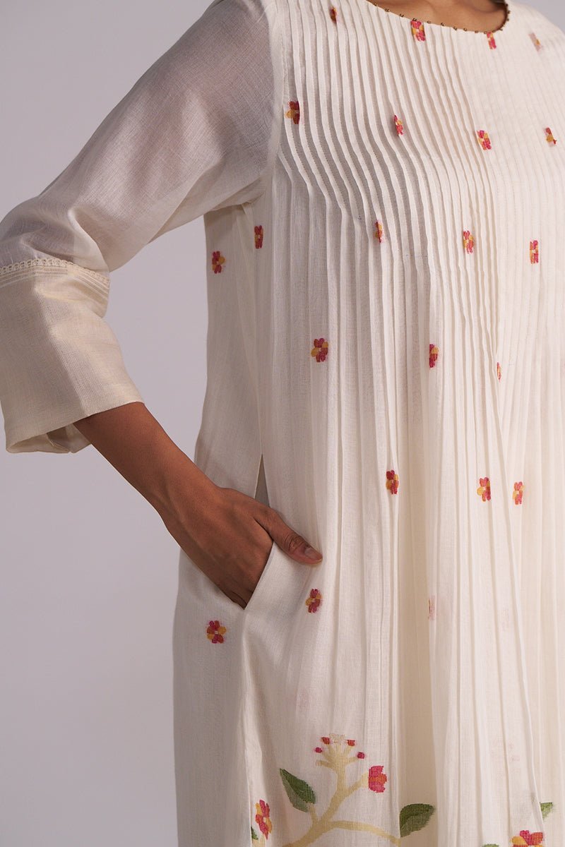 Ivory Jamdani Woven Pure Cotton Co-ord Set