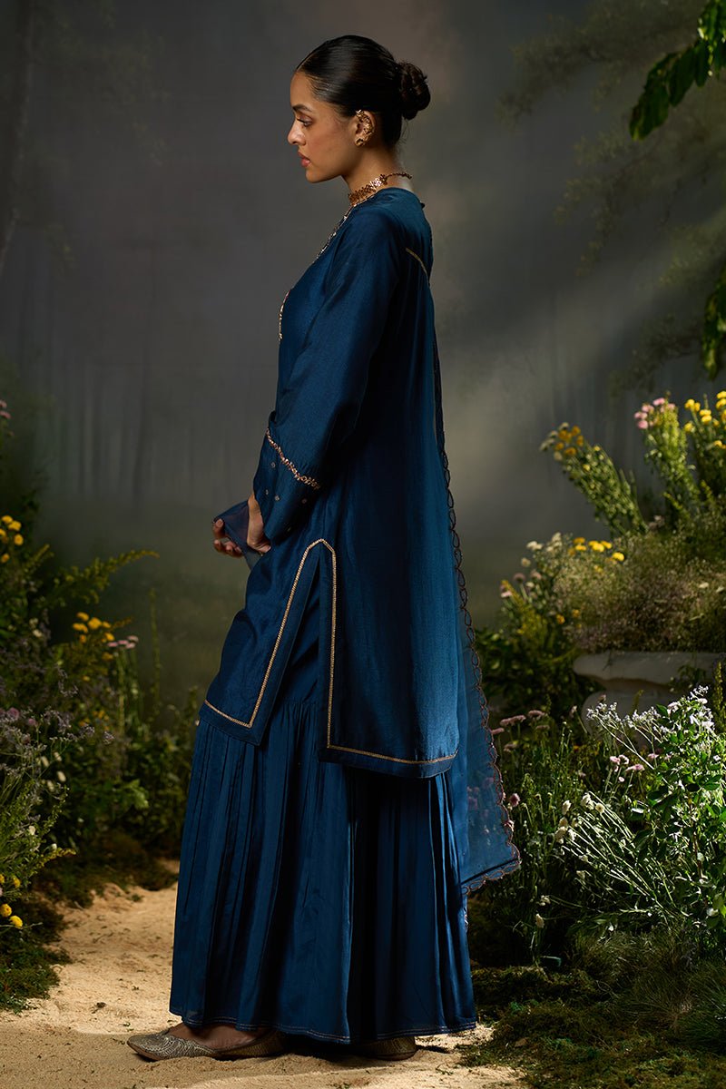 Moonlit Ocean Raw Silk Festive Kurta Set