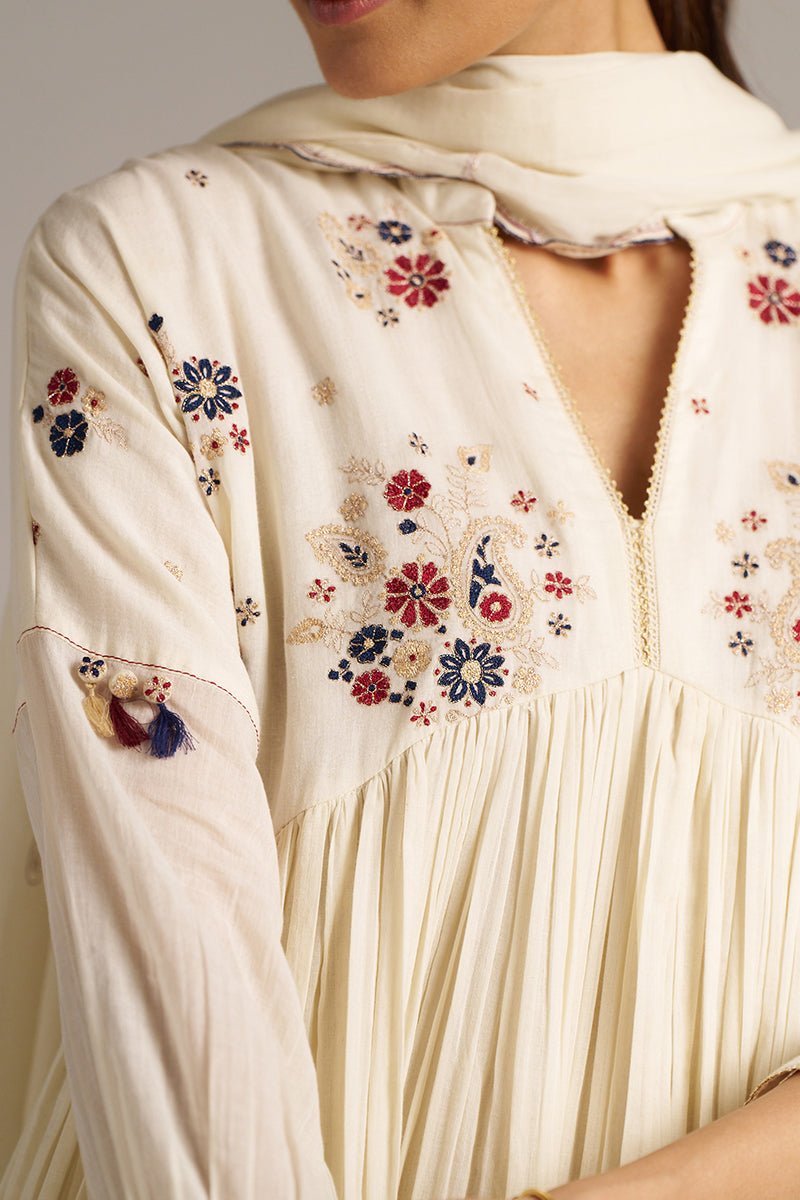 Ivory Mul-Cotton Festive Kurta Set