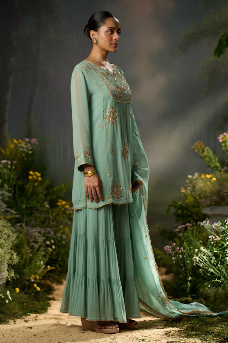 Granite Green Festive Sharara Kurta Set