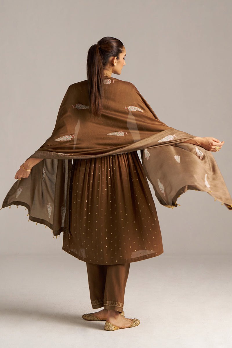 Toffee Zari Woven Festive Kurta Set